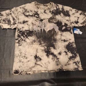 Arizona Jean Company Black and Cream Tie-Dye Tee With Horse Graphic